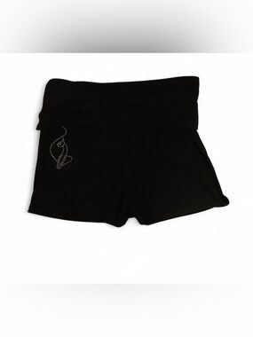 Baby Phat black fold over yoga shorts silver rhinestone logo size Medium NWT